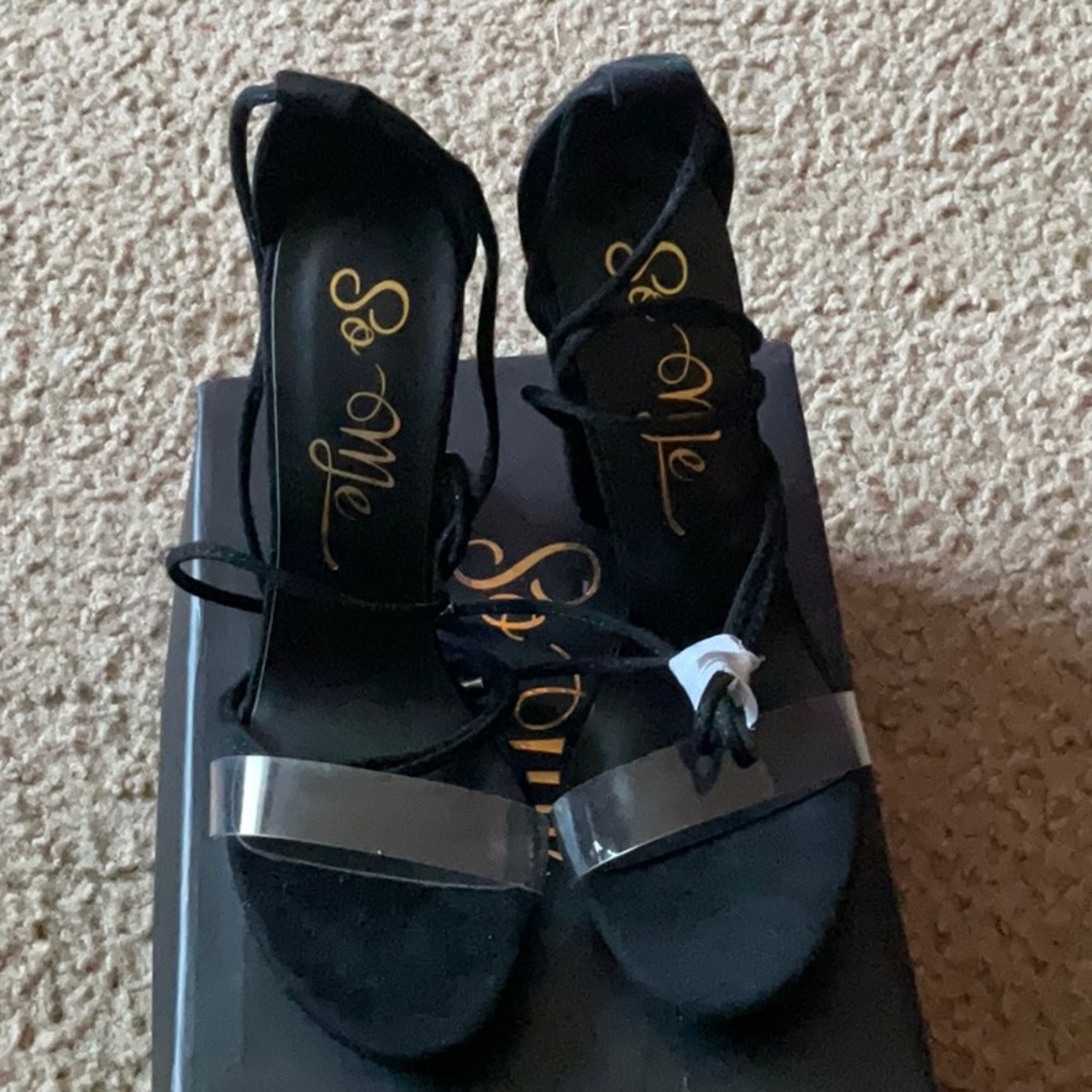 Black Faux Suede Heels